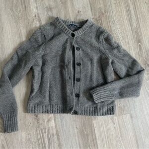 Gray Button-Up Women's Cardigan Sweater
